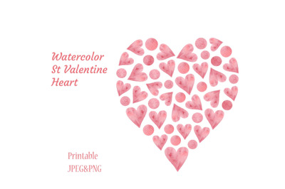 Watercolor St Valentine&#039;s day Heart clipart