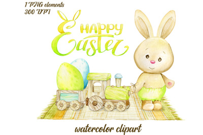 Watercolor clipart, Animal clip art, Easter Bunny, Spring, Sweet Baby