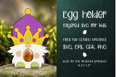 Mardi Gras King Gnome Egg Holder Template SVG