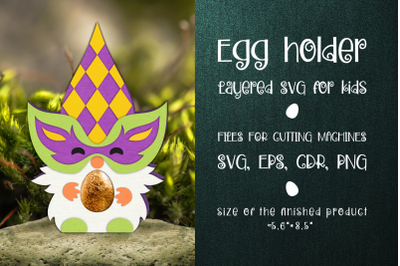 Mardi Gras Gnome Egg Holder Template SVG