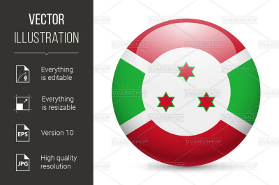 Round glossy icon of Burundi