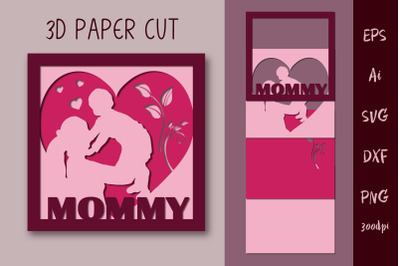 3D postcard. Mommy. Cut SVG File