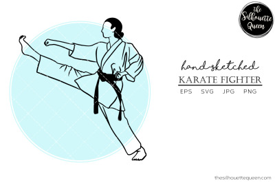 Hand drawn Female Karate&2C; Fighter Vector Sketch