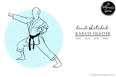Hand drawn Male Karate Fighter Vector Sketch