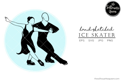 Hand drawn Couple Ice Skater Vector Sketch