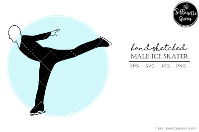 Hand drawn Male Ice Skater Vector Sketch