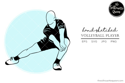 Hand drawn Male Volleyball Player Vector Sketch