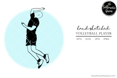 Hand drawn Male Volleyball Player Vector Sketch