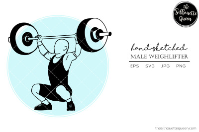 Hand drawn Male Weightlifter Vector Sketch