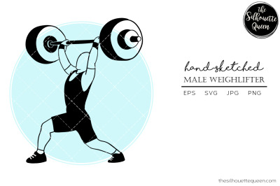 Hand drawn Male Weightlifter Vector Sketch