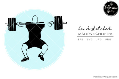 Hand drawn Male Weightlifter Vector Sketch