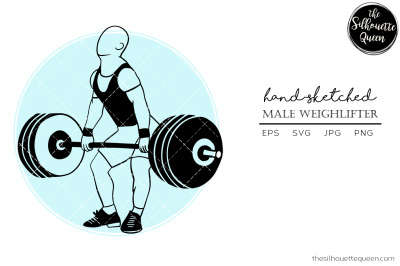 Hand drawn Male Weightlifter Vector Sketch