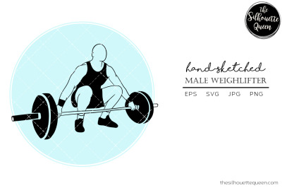 Hand drawn Male Weightlifter Vector Sketch