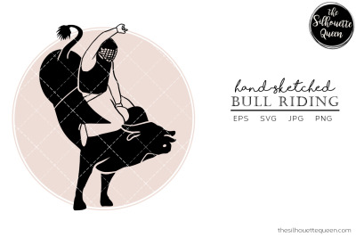 Hand drawn Bull Riding  Vector Sketch