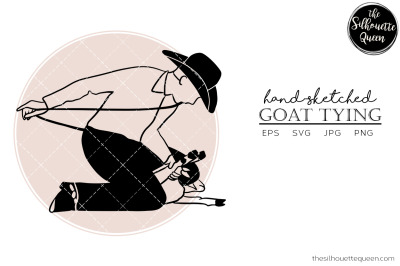 Hand drawn Goat Tying  Vector Sketch