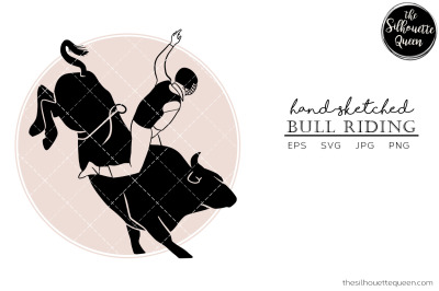 Hand drawn Bull Riding  Vector Sketch