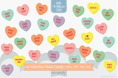 Valentine Heart Candy | Colored Hearts, Love Words