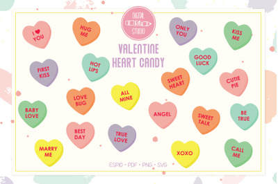 Valentine Heart Candy | Colored Hearts, Love Words