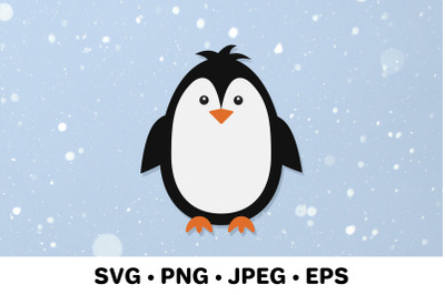 Cute cartoon penguin. Antarctic bird SVG cut file