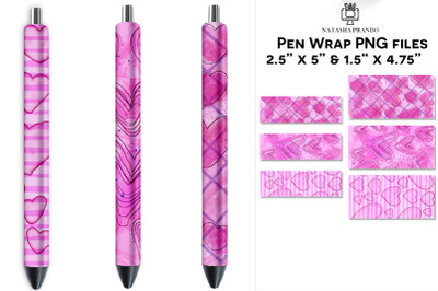 Saint Valentine Pen Wrap, Pink Heart Sublimation