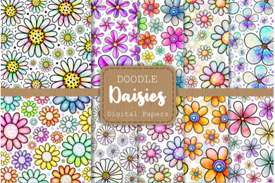 Doodle Daisy Flower Power Digital Papers