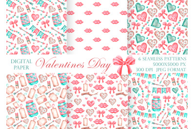 Valentine&#039;s day seamless pattern. Love, heart, kiss, Cupid&#039;s arrow.