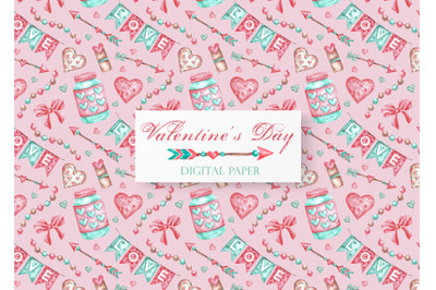 Valentine&#039;s Day seamless pattern. Love, heart, Cupid&#039;s Arrow, bow