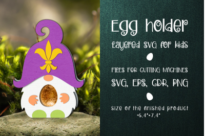 Gnome-Mardi Gras Egg Holder Template SVG