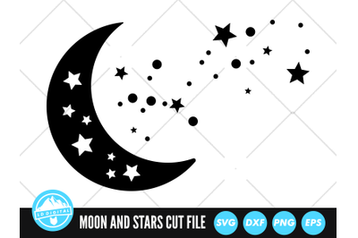 Moon and Stars SVG | Moon Cut File | Moon and Stars Cut File