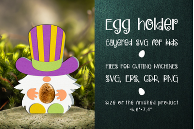 Gnome Mardi Gras-Egg Holder Template SVG