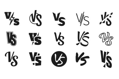 Versus logo designs, vs letters for duel battle icons. Symbol for game