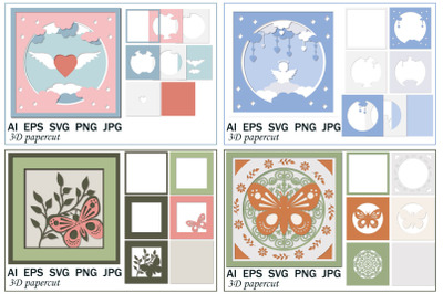 Papercut postcard bundle&2C; SVG paper clipping