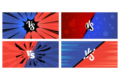 Red Vs blue comics fight background, versus battle with lightning. Spo