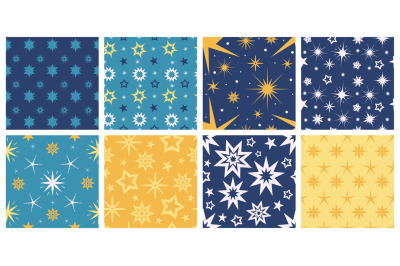 Flat seamless patterns with colorful stars for nursery wallpaper. Star