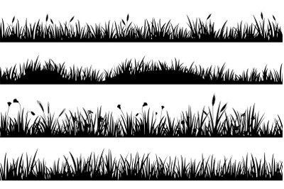 Meadow grass with flowers and spikelets&2C; black silhouettes dividers. G