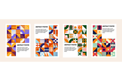 Contemporary geometric banners. Abstract bauhaus posters, artwork tile