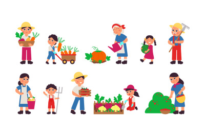 Harvest autumn collection. Gardening women, farmer working in garden.