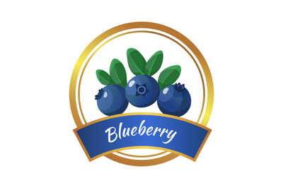 Blueberry jam glass jar label. Berry marmalade sticker, fresh summer a