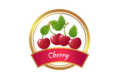 Cherry marmalade sticker. Cherries jam jar label. Berries harvest, gre