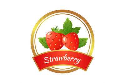 Strawberry jam label. Berries marmalade jar sticker, isolated sweet be