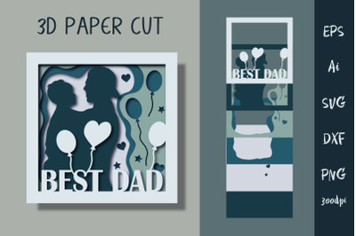 3D postcard Best dad. Cut SVG File