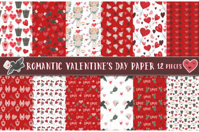 Romantic Valentine&#039;s Digital Papers