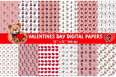 Valentines Doodles Digital Papers
