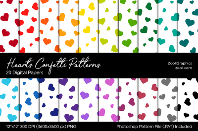 Hearts Confetti Digital Papers