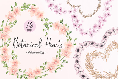 Botanical Hearts. Valentines Set