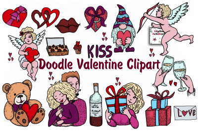Valentine&#039;s Doodles Clipart.