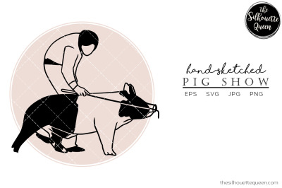 Hand drawn Pig Show  Vector Sketch