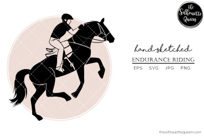 Hand drawn Horse sports Endurance Riding  Vector Sketch