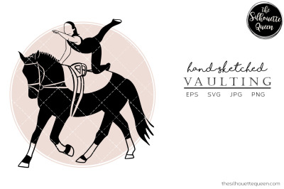 Hand drawn Horse sports Vaulting  Vector Sketch