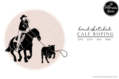 Hand drawn Rodeo Calf Roping  Vector Sketch